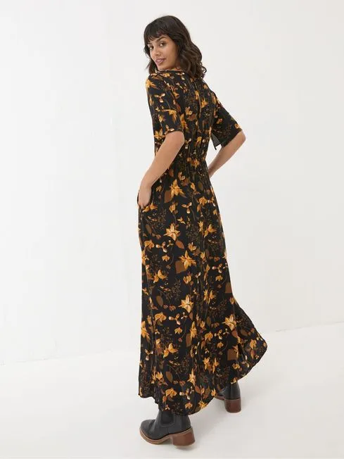 Women Fatface Midi Dresses Black Winona Floral Dress Women Fatface Midi Dresses Black Winona Floral Dress