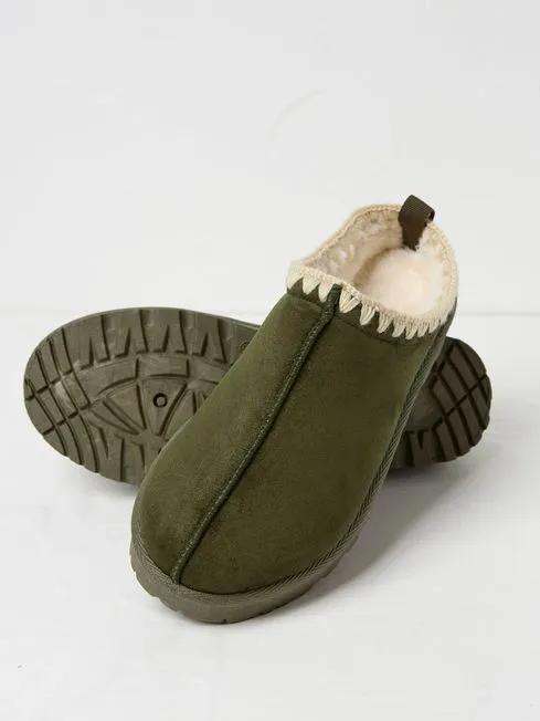 Women Fatface Pajamas and Nightwear Lyra Khaki Green Mule Slippers Women Fatface Pajamas and Nightwear Lyra Khaki Green Mule Slippers