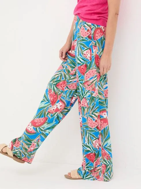 Women Fatface Pants and Leggings Ines Blue Watermelons Wide Leg Trousers Women Fatface Pants and Leggings Ines Blue Watermelons Wide Leg Trousers