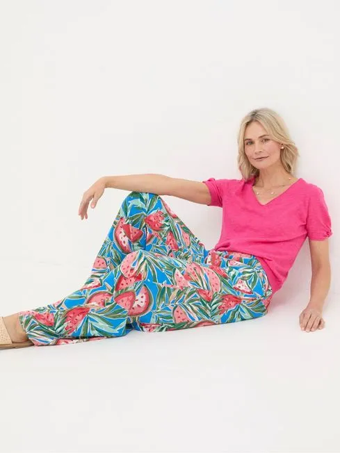 Women Fatface Pants and Leggings Ines Blue Watermelons Wide Leg Trousers Women Fatface Pants and Leggings Ines Blue Watermelons Wide Leg Trousers