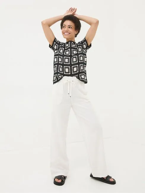 Women Fatface Pants and Leggings Iva White Wide Leg Trousers