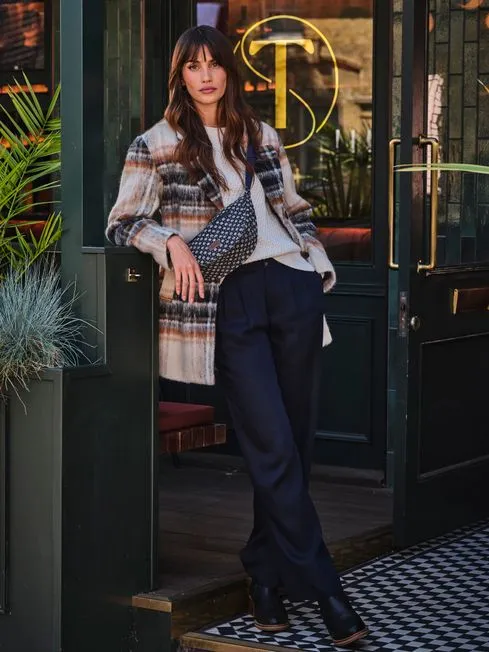 Women Fatface Pants and Leggings Navy Ginger Wide Leg Drape Trousers
