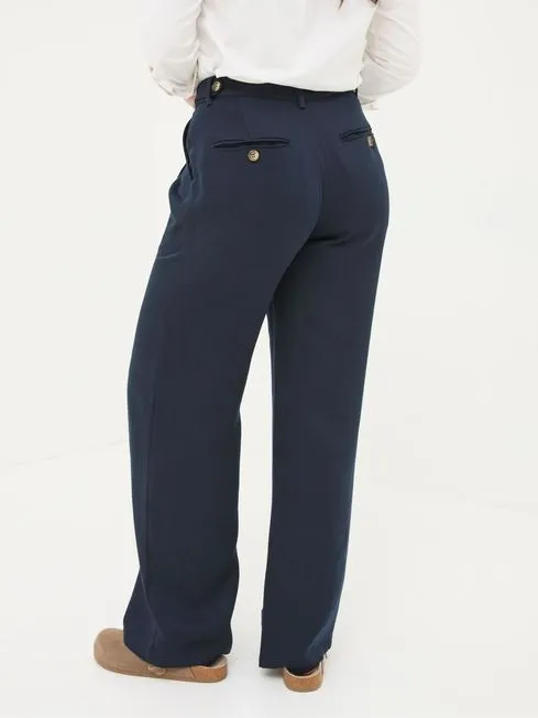 Women Fatface Pants and Leggings Navy Ginger Wide Leg Drape Trousers