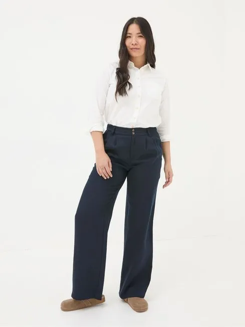 Women Fatface Pants and Leggings Navy Ginger Wide Leg Drape Trousers