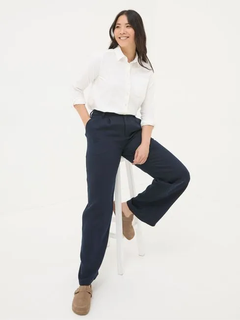 Women Fatface Pants and Leggings Navy Ginger Wide Leg Drape Trousers