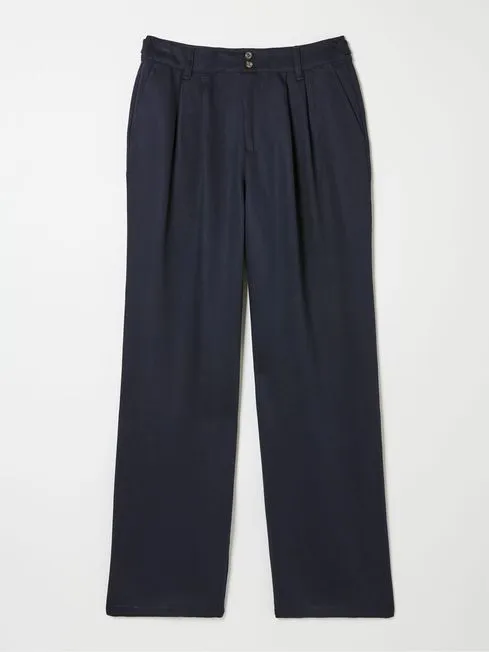 Women Fatface Pants and Leggings Navy Ginger Wide Leg Drape Trousers