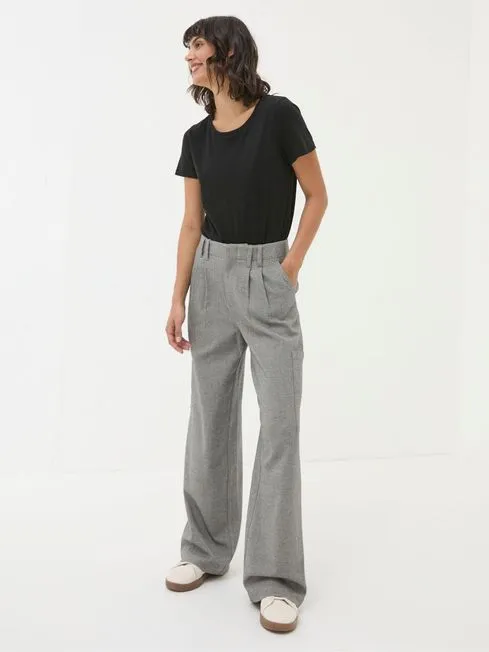 Women Fatface Pants and Leggings Wessex Grey Wide Leg Trousers