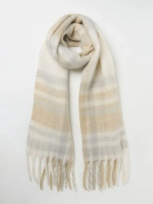 Women Fatface Scarves Talia Ivory Check Scarf