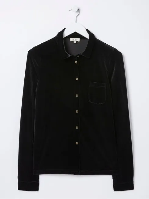 Women Fatface Shirts and Blouses Black Viola Velvet Shirt Women Fatface Shirts and Blouses Black Viola Velvet Shirt