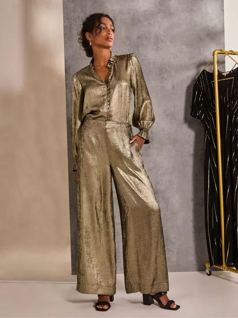 Women Fatface Shirts and Blouses Bria Gold Bria Metallic Blouse