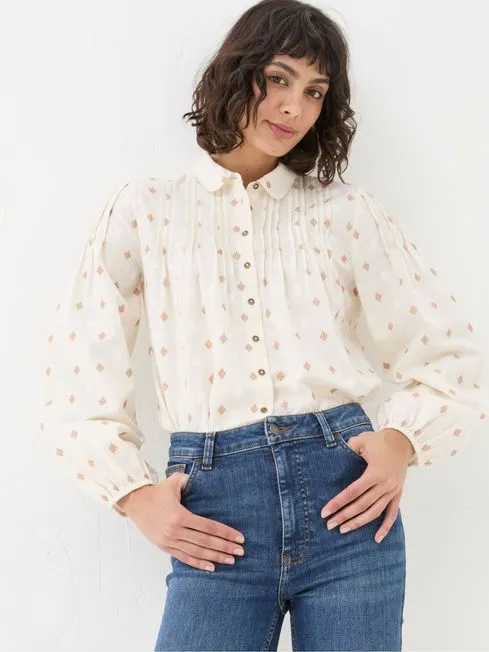 Women Fatface Shirts and Blouses Elsie Ivory Dobby Blouse