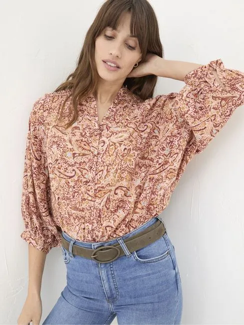 Women Fatface Shirts and Blouses Evelyn Dusky Pink Wild Paisley Blouse