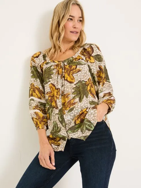 Women Fatface Shirts and Blouses Natural Caitlin Tunic
