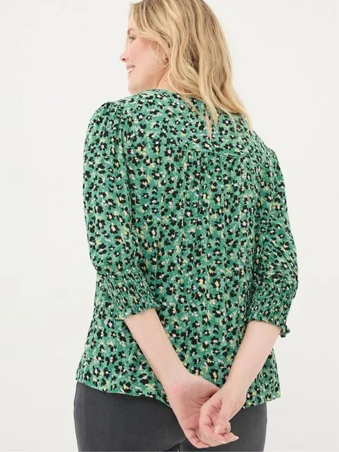 Women Fatface Shirts and Blouses Shelley Emerald Green Floral Marks Blouse