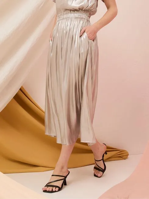 Women Fatface Skirts Briar Silver Midi Skirt