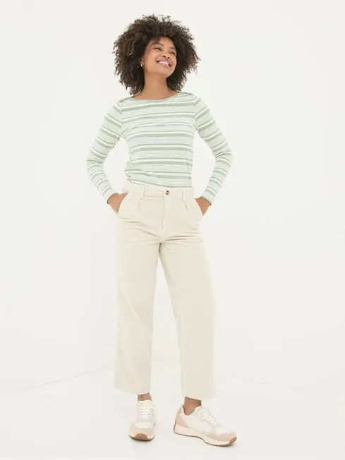 Women Fatface Tops and TShirts Breton Sage Green TShirt