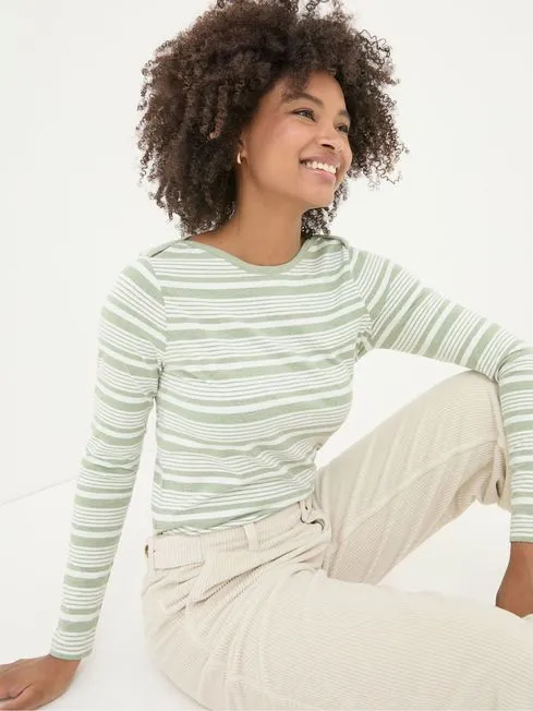 Women Fatface Tops and TShirts Breton Sage Green TShirt Women Fatface Tops and TShirts Breton Sage Green TShirt