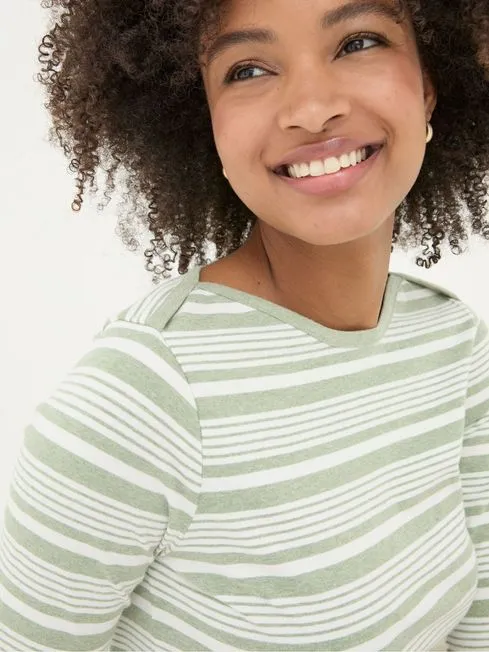 Women Fatface Tops and TShirts Breton Sage Green TShirt Women Fatface Tops and TShirts Breton Sage Green TShirt