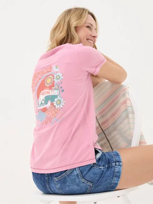 Women Fatface Tops and TShirts VW Pink Flower Power 100 Cotton TShirt Women Fatface Tops and TShirts VW Pink Flower Power 100 Cotton TShirt