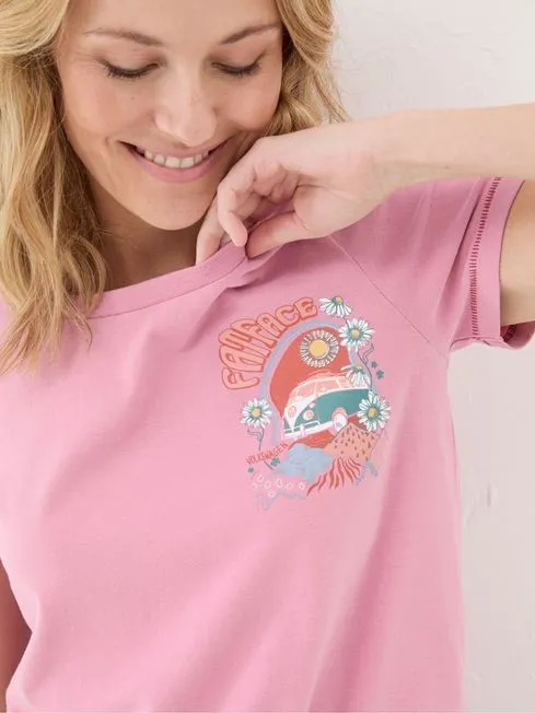 Women Fatface Tops and TShirts VW Pink Flower Power 100 Cotton TShirt Women Fatface Tops and TShirts VW Pink Flower Power 100 Cotton TShirt