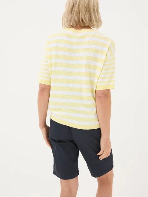 Women Fatface Tops and TShirts Yellow Sorbet Linen Stripe Knit TShirt