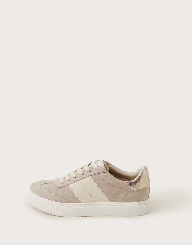Women Faux Suede Trainers Natural Monsoon Flats