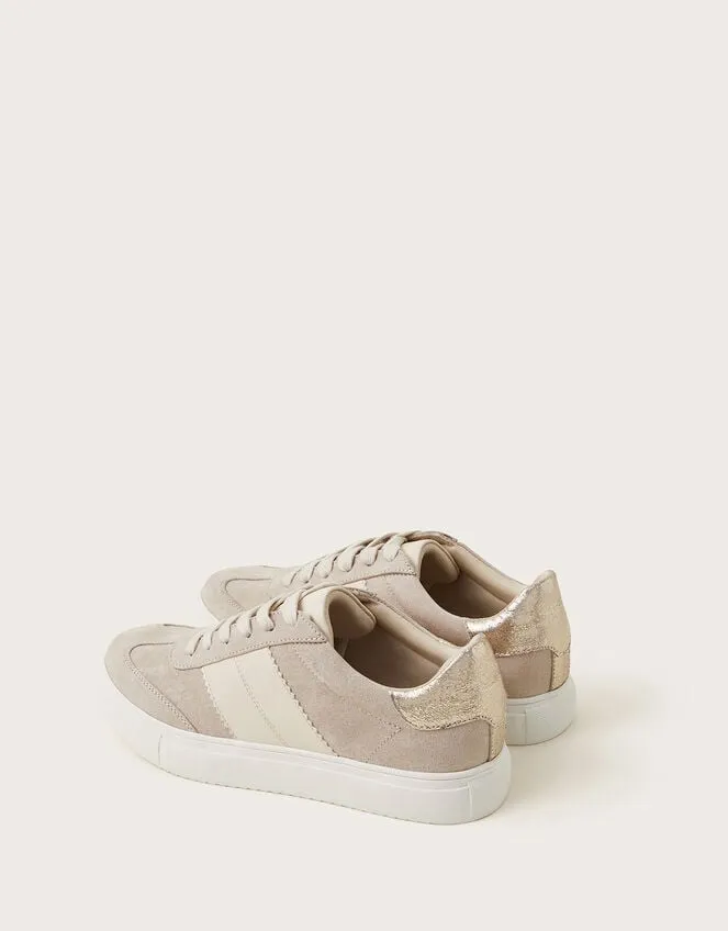 Women Faux Suede Trainers Natural Monsoon Flats