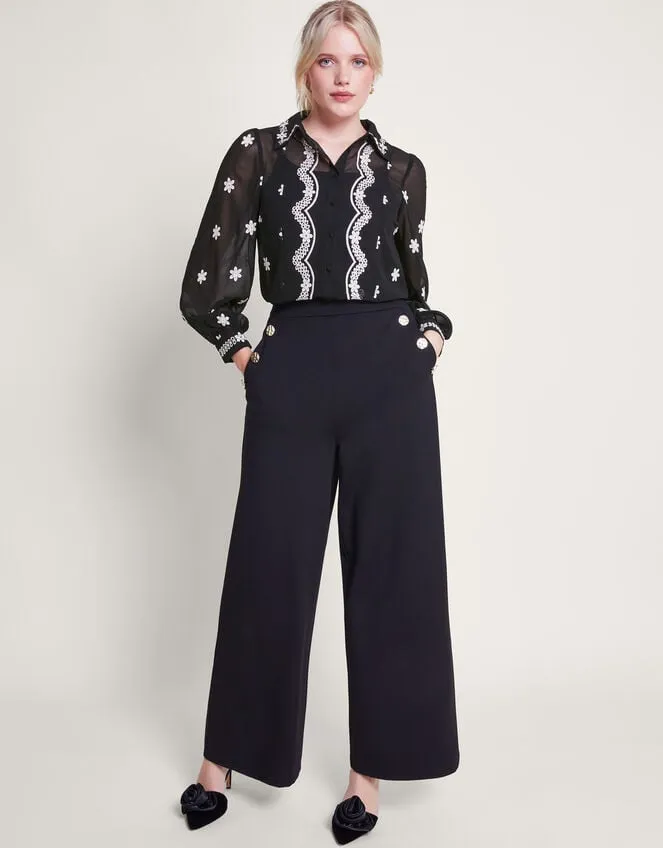 Women Fiori Embroidered Blouse Black Monsoon Tops and Blouses