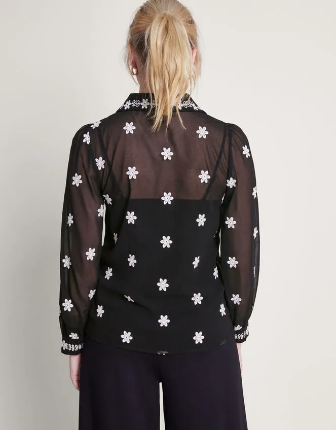Women Fiori Embroidered Blouse Black Monsoon Tops and Blouses