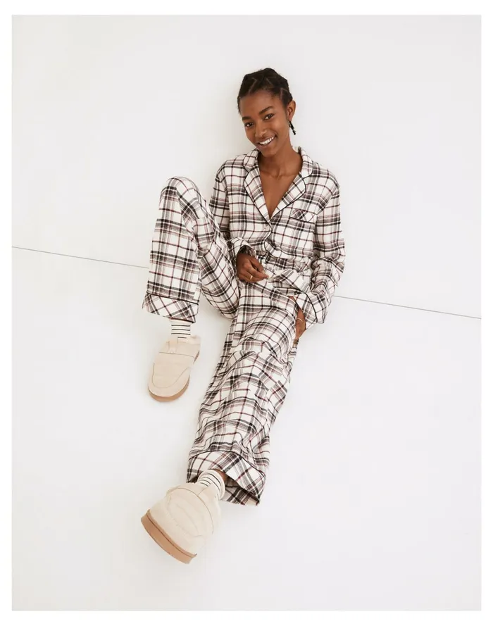 Women Flannel Bedtime Pajama Set In Nordway Plaid Night Vision Madewell Pajamas