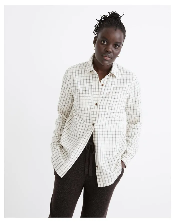 Women Flannel Classic Ex Boyfriend Shirt In Windowpane Forest Madewell Tops and Shirts Women Flannel Classic Ex Boyfriend Shirt In Windowpane Forest Madewell Tops and Shirts