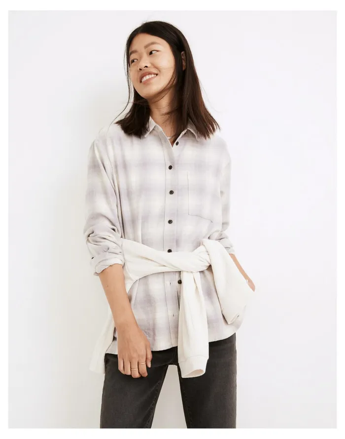 Women Flannel Oversized Ex Boyfriend Shirt In Natural Dye Plaid Heather Dusk Madewell Tops and Shirts Women Flannel Oversized Ex Boyfriend Shirt In Natural Dye Plaid Heather Dusk Madewell Tops and Shirts