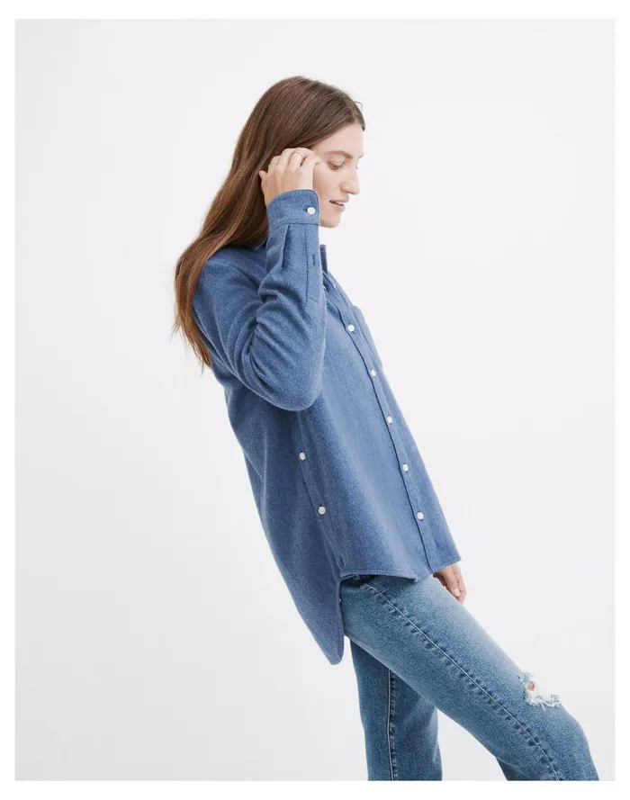 Women Flannel Side Button Oversized Ex Boyfriend Shirt Blue Jay Madewell Tops and Shirts Women Flannel Side Button Oversized Ex Boyfriend Shirt Blue Jay Madewell Tops and Shirts