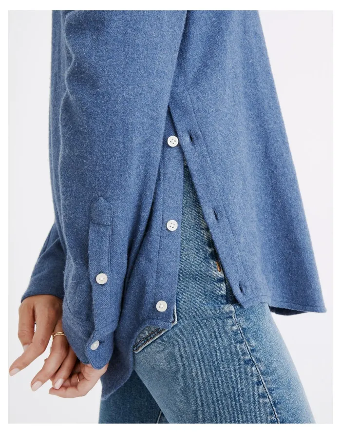 Women Flannel Side Button Oversized Ex Boyfriend Shirt Blue Jay Madewell Tops and Shirts Women Flannel Side Button Oversized Ex Boyfriend Shirt Blue Jay Madewell Tops and Shirts