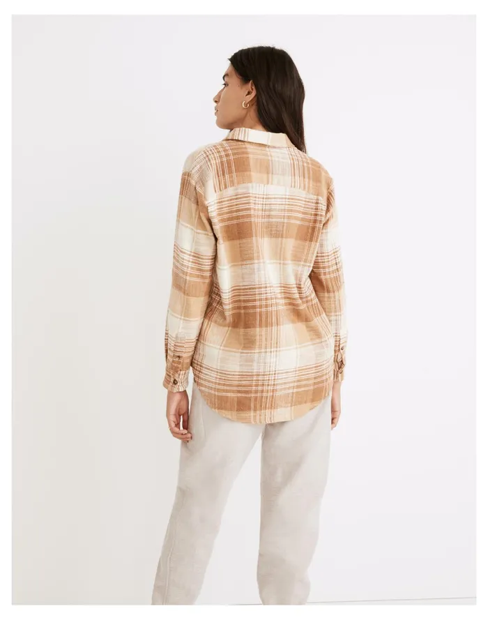 Women Flannel Sunday Shirt In Redell Plaid Earthen Sand Madewell Tops and Shirts Women Flannel Sunday Shirt In Redell Plaid Earthen Sand Madewell Tops and Shirts