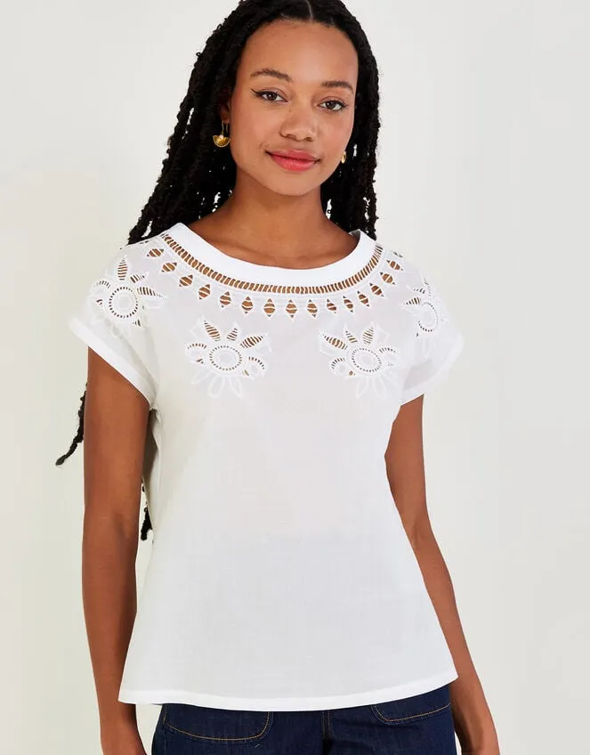 Women Floral CutOut TShirt Ivory Monsoon Tops and Blouses