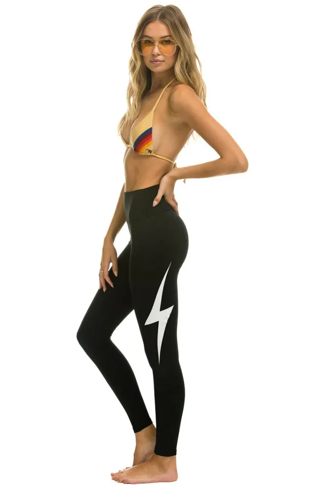Women FULL LENGTH HIRISE BOLT LEGGINGS 8211 BLACK Aviator Nation Leggings