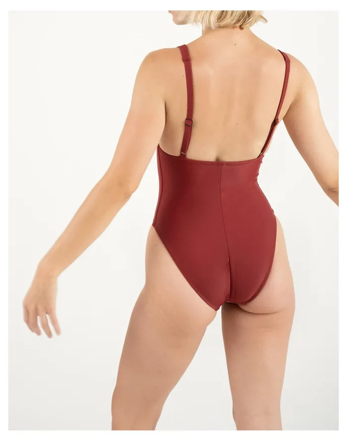 Women GALAMAAR Chemise One Piece Dark Red Madewell Swim Women GALAMAAR Chemise One Piece Dark Red Madewell Swim