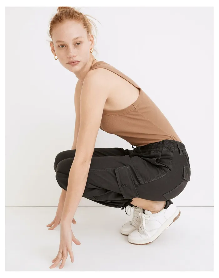 Women Garment Dyed Cargo Jogger Pants Black Coal Madewell Pants Women Garment Dyed Cargo Jogger Pants Black Coal Madewell Pants