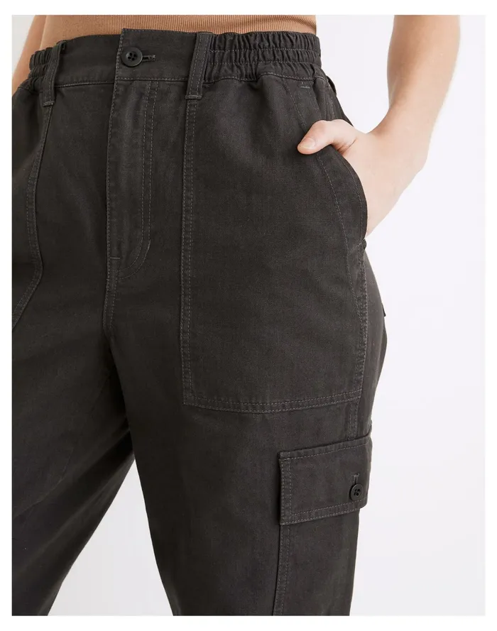 Women Garment Dyed Cargo Jogger Pants Black Coal Madewell Pants Women Garment Dyed Cargo Jogger Pants Black Coal Madewell Pants