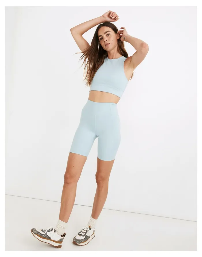 Women Girlfriend Collective High Rise Compressive Bike Shorts Sky Madewell Activewear