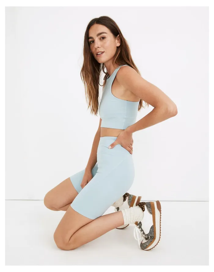 Women Girlfriend Collective High Rise Compressive Bike Shorts Sky Madewell Activewear Women Girlfriend Collective High Rise Compressive Bike Shorts Sky Madewell Activewear