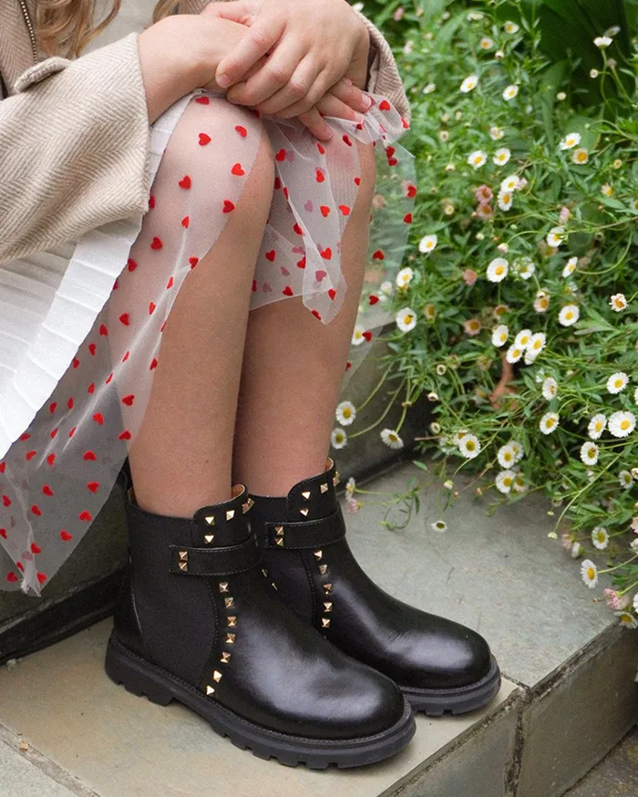 Women Girls Belle and Bloom City Lights Mini Leather Ankle Boot 8211 Black