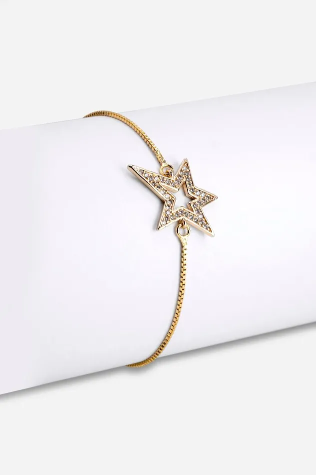 Women Gold Adjustable Star Friendship Bracelet Roman Jewellery