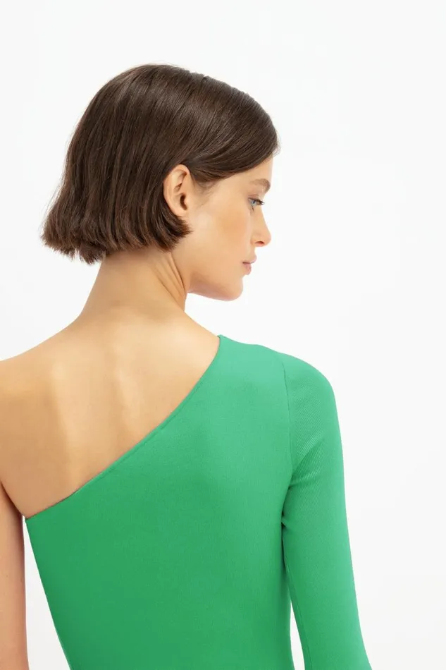 Women Gowns Victoria Beckham One Shoulder Knitted Gown In Green