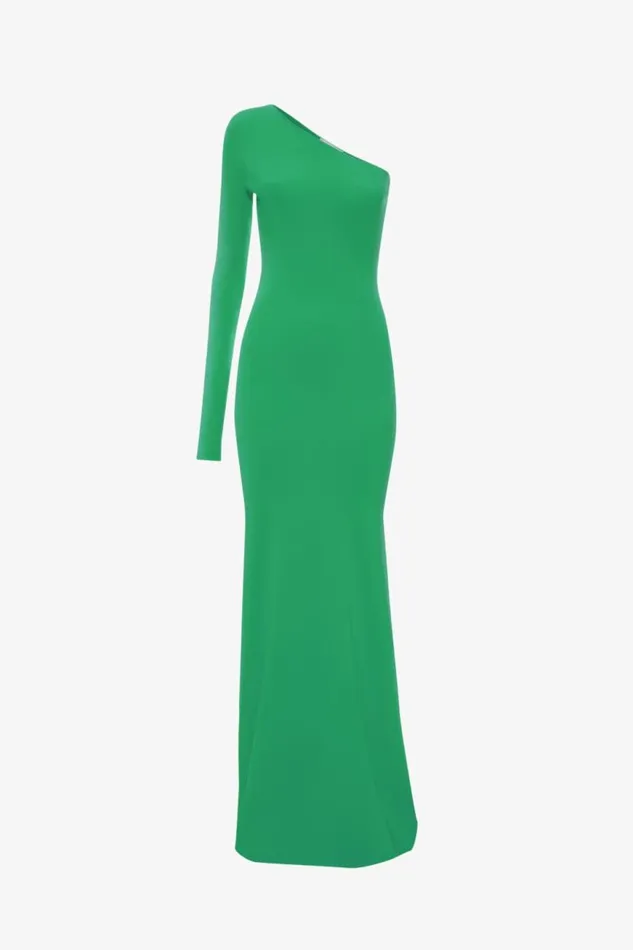 Women Gowns Victoria Beckham One Shoulder Knitted Gown In Green