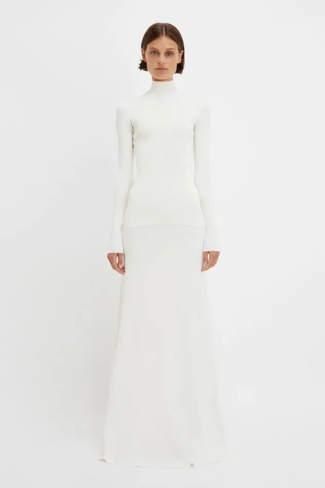 Women Gowns Victoria Beckham Polo Neck Knitted Top In White