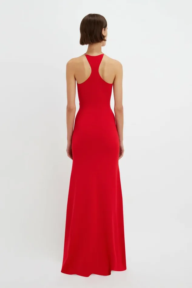 Women Gowns Victoria Beckham Strap Detail Knitted Gown In Red