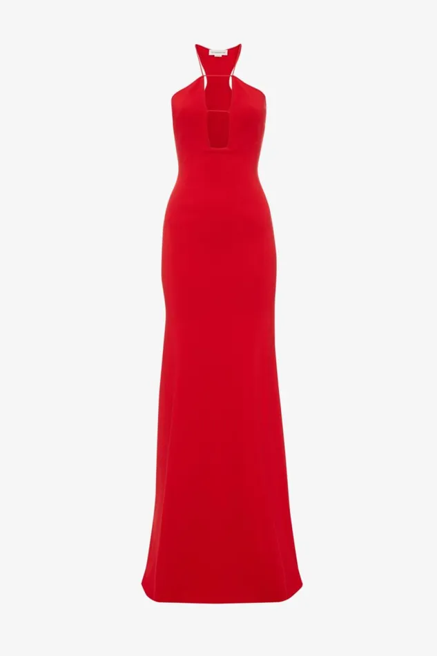 Women Gowns Victoria Beckham Strap Detail Knitted Gown In Red