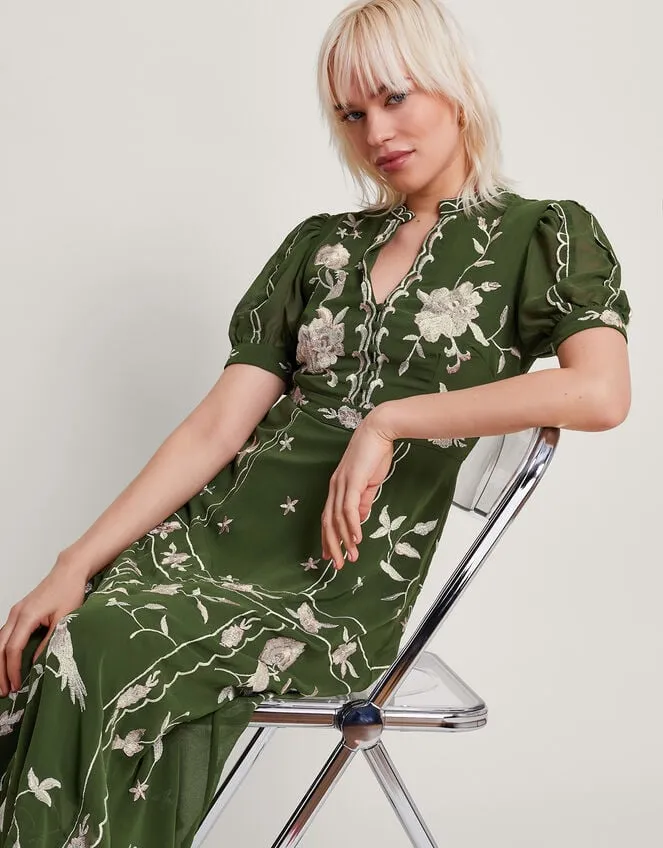 Women Grace Embroidered Dress Green Monsoon Occasionwear